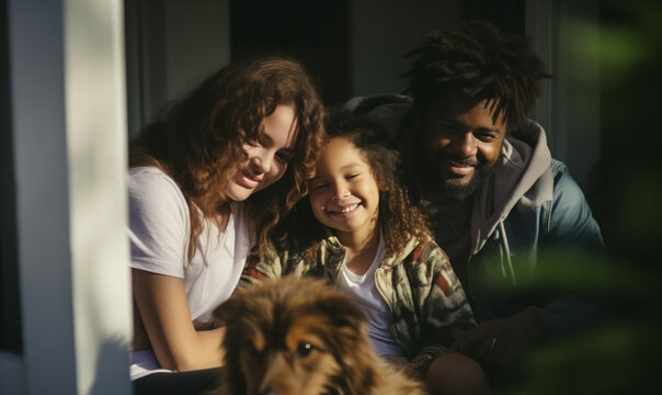 Harmonious Mixed-Race Family Enjoying Time at Home