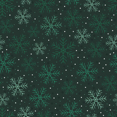 Christmas seamless pattern with geometric motifs. Snowflakes and circles. Festive print for printing on fabric, textile, wrapping paper. New Year.