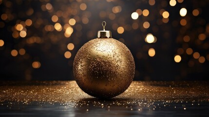 Glitter christmas ball isolated on black background
