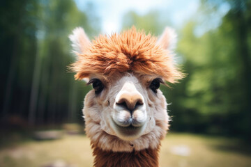 Obraz premium Close up portrait of an alpaca