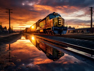 train at sunset