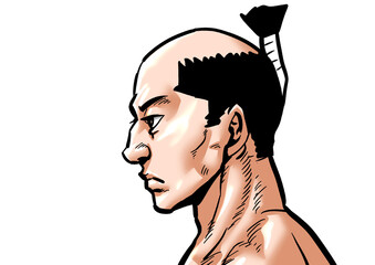 無表情の男性横顔の劇画漫画風イラスト