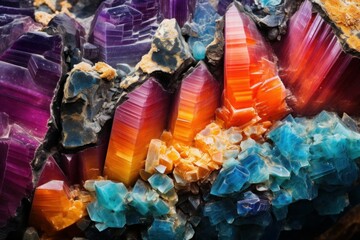 Radiant Colorful minerals closeup. Crystal jewel. Generate Ai