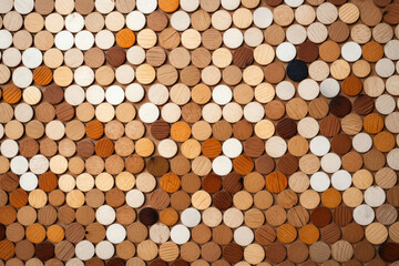 Old grainy background with polka dots on it, wooden veneer mosaics