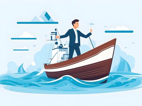 illustration of man in a boat