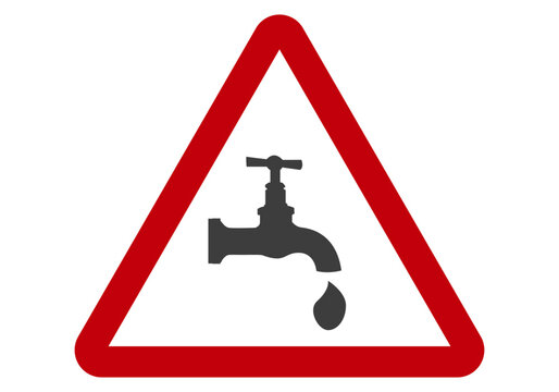 Se&ntilde;al de advertencia por escasez de agua. Se&ntilde;al de atenci&oacute;n por derroche de agua