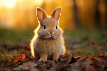 Naklejka na ściany i meble Distinctive Cute rabbit. Pet mammal. Generate Ai