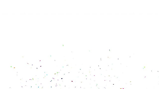 Multicolor confetti isolated falling on white background