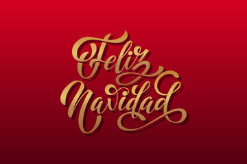 Fototapeta na wymiar Feliz Navidad spanish Merry Christmas Modern calligraphy lettering on sticker for season greetings