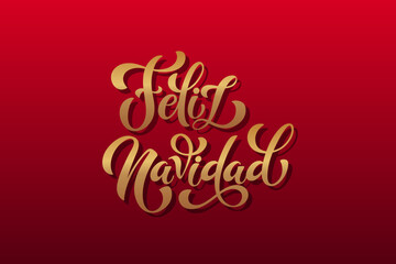 Feliz Navidad spanish Merry Christmas Modern calligraphy lettering on sticker for season greetings