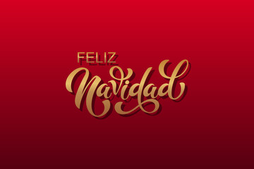 Fototapeta na wymiar Feliz Navidad spanish Merry Christmas Modern calligraphy lettering on sticker for season greetings