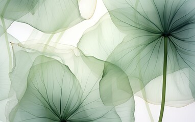 A green transparent see through x-ray effect of the leaves. - obrazy, fototapety, plakaty