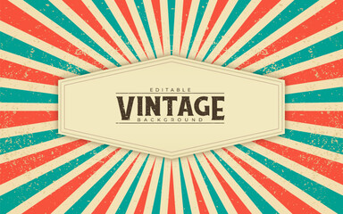 Vintage sunburst background pattern and grunge textured