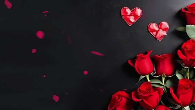 Red rose petals towards camera isolated. Floral Valentine's Day or wedding background. 