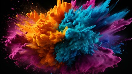 Vivid Color Explosion Unfolds: Dynamic Blend of Paint Waves in Stunning, Ethereal, Artistic Dance