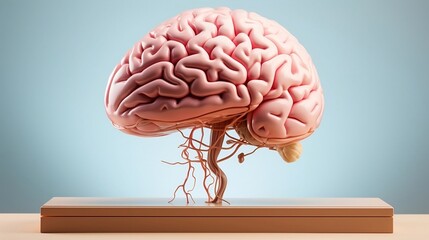 Anatomical Model of human brain in peach fuzz color. medical concept