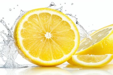 Water splashing on lemons