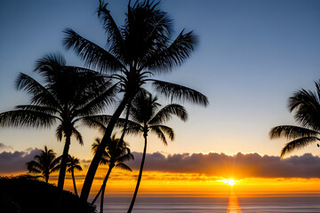 generative AI, sun up close to the beautiful pacific sunrise scene for the newyear