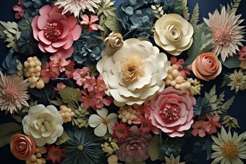 Colorful Floral craft paper. Art summer design. Generate Ai