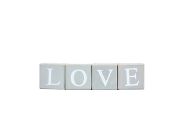 inscription love on the cubes islated