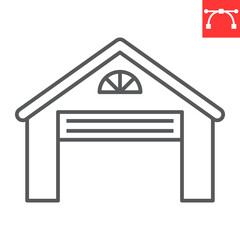 Garage line icon, real estate and house, car garage vector icon, vector graphics, editable stroke outline sign, eps 10.