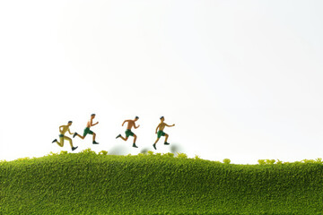 illustration of miniature joggers running