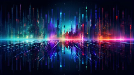 thousands of pixels coming together to create a beautiful digital neon style abstract art wallpaper, background. generative AI