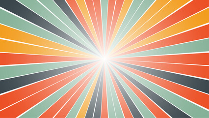 Sunburst Retro Textured Colorful Background. Vintage Rays