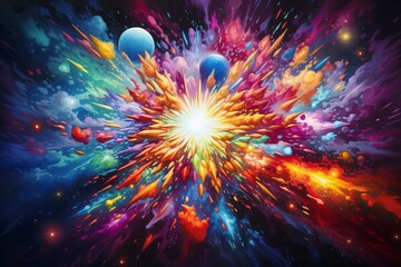 Obraz na płótnie Canvas Vibrant cosmic burst. Generative AI
