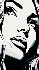 portrait de femme aux contours noir en gros plan  © Studio Zenith
