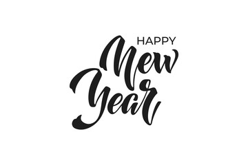 Happy New Year hand lettering calligraphy. Vector holiday illustration element. Typographic element