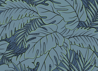 Pattern of monstera Leaves. illustration for banner background vector eps 10