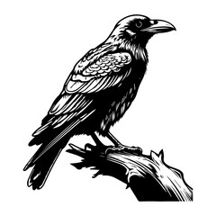 black raven bird in different poses cartoon crow design flat vector animal illustration isolated on white background.