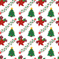 Free vector seamless pattern with Christmas tree,