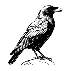 black raven bird in different poses cartoon crow design flat vector animal illustration isolated on white background.