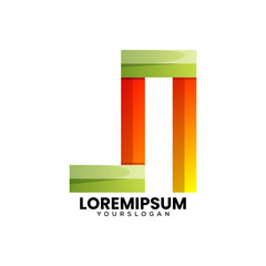 letter j n colorful icon logo design