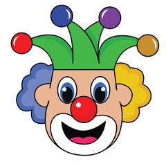 Clown Happy Face Illustration, Festival Clown Smile Face