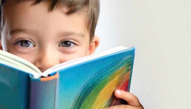 Curious Child Reading Joyfully with Copyspace