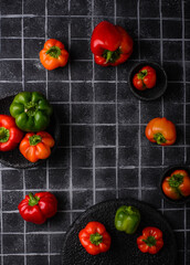 Colorful bell pepper on black background