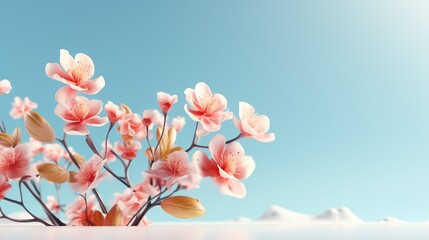 3d render clay beauty flower banner copy space background