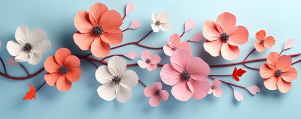Fototapeta premium 3d render clay beauty flower banner copy space background