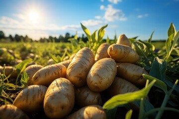 Harvested carrots on the field at sunset. Agricultural background. Agricultural  concept with a copy space.