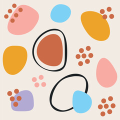 Minimalist abstract art shapes collection hand drawn plant shape decoration set