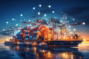 Logistics and transportation, Integrated warehousing and transportation operation service. Network distribution of Container Cargo, Smart logistics and future of transport on global networking