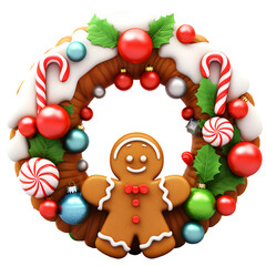 Cute Christmas wreath made of gingerbread