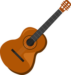 Classic Cuban Guitar Cartoon Illustration
