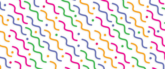 Vector fun colorful line doodle seamless pattern transparent background, colorful confetti doodle abstract background with rainbow colors.