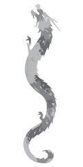 灰色のつぎはぎの龍のシルエットの素材