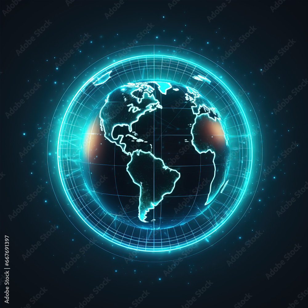 Canvas Prints glowing earth circular icon,created with generative ai tecnology.