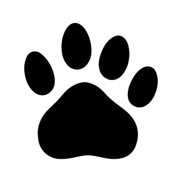 Paw print icon,vector illustration. Flat design style. vector paw print icon illustration isolated on White background, paw print icons graphic design vector symbols, Black silhouette.
